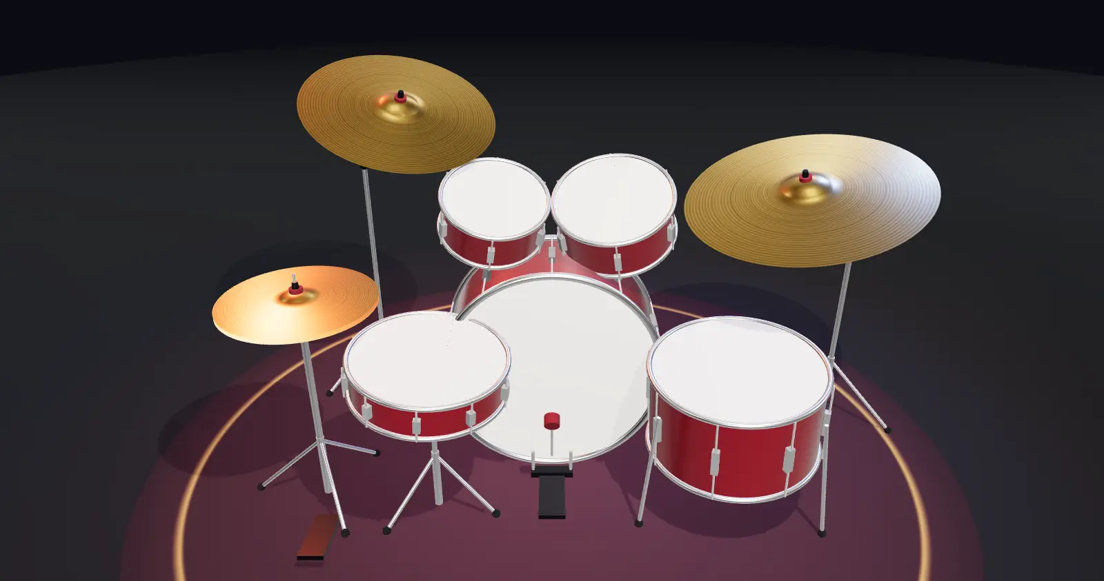 3D drum kit on a stage